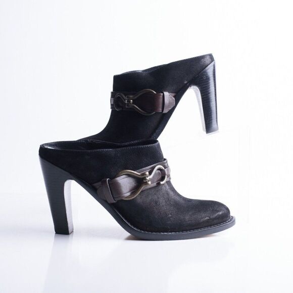 Cole Haan Womens Black Leather Suede Clogs Heels Pumps US 7.5 N Air - Picture 1 of 8